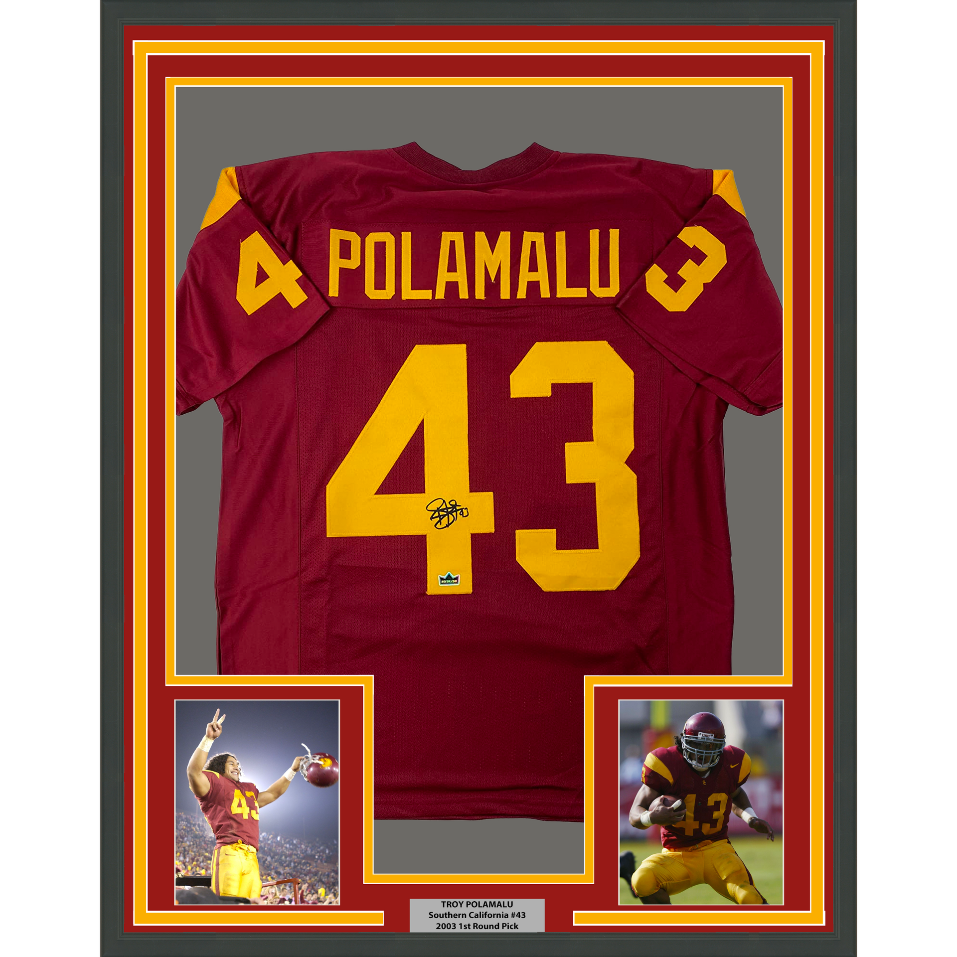 Framed Facsimile Autographed Troy Polamalu 33x42 USC Maroon Reprint Laser  Auto College Football Jersey - Hall of Fame Sports Memorabilia