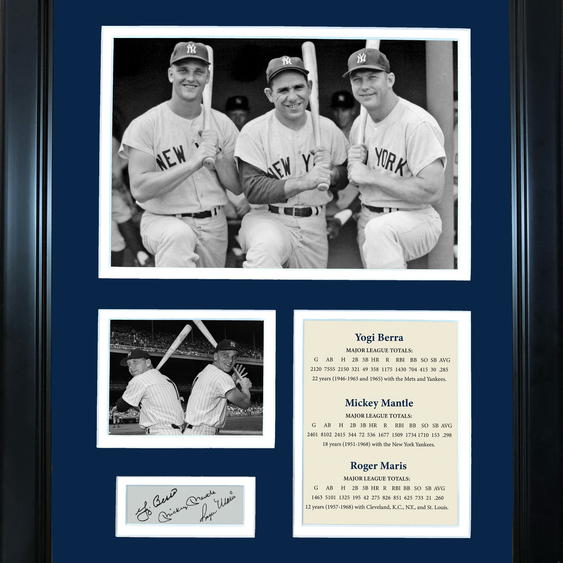 Framed Yogi Berra, Mickey Mantle & Roger Maris New York Yankees Baseball  12x15 Photo Collage - Hall of Fame Sports Memorabilia