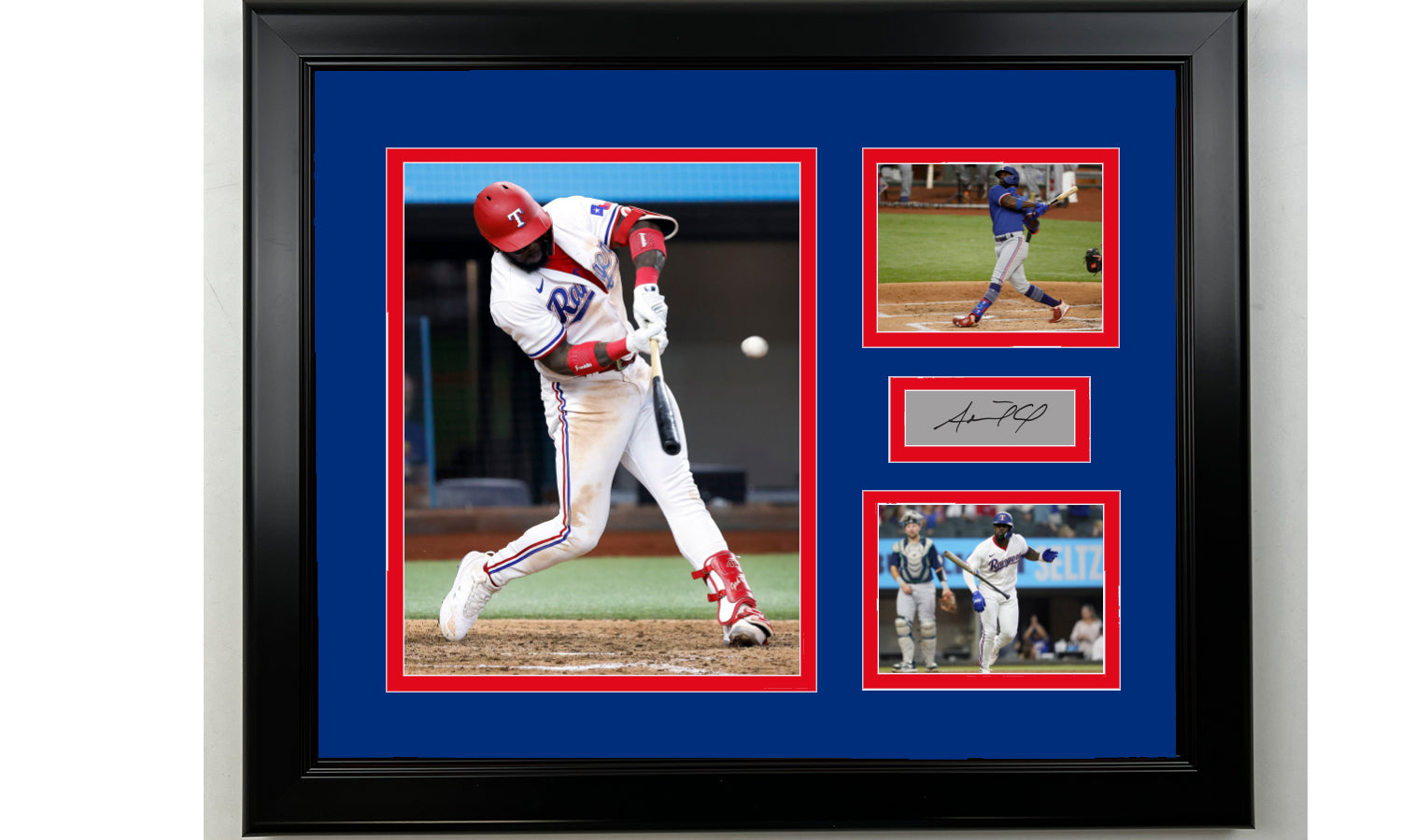 adolis Garcia Texas Rangers Autographed 11 x 14 Hitting Spotlight Top View Photograph