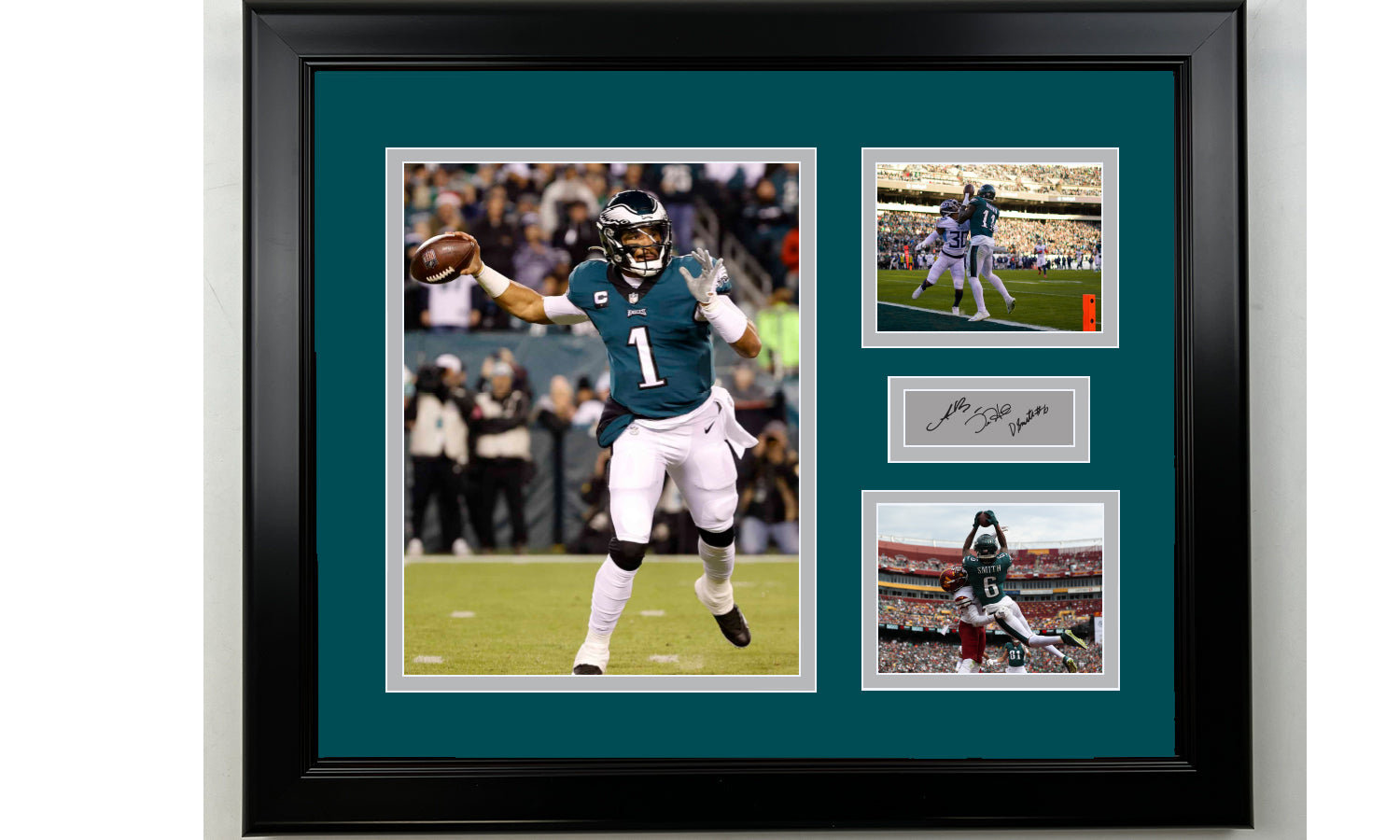 A.J. Brown Autographed Black Football Jersey with Photos Eagles Framed  PSA/DNA