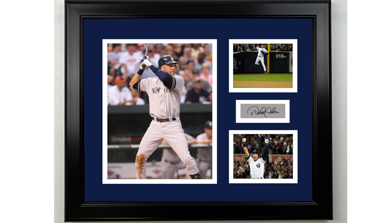 DEREK JETER LASER ENGRAVED SIGNATURE YANKEES FINAL GAME FRAMED PHOTO COLLAGE