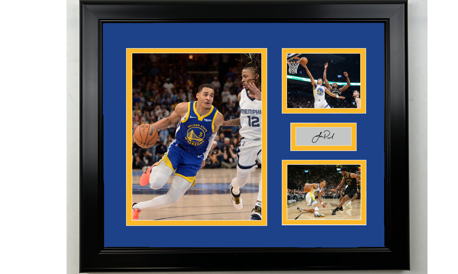 Framed Jordan Poole Golden State Warriors Facsimile Laser Engrav