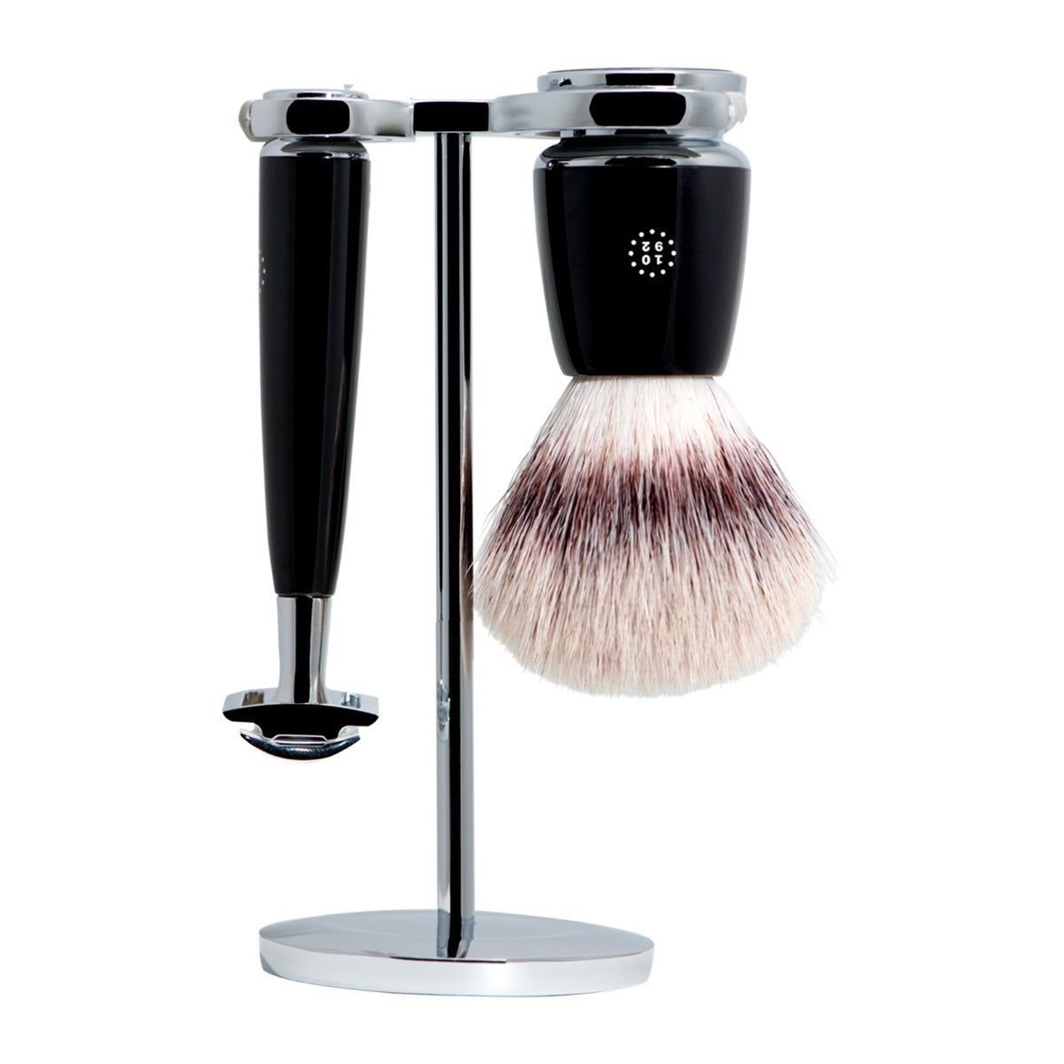 One Thousand & Ninety Two Synthetic Brush & Double Edge Razor Set: Black