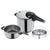 WMF Perfect Premium Pressure Cooker 6.5 L Set of 2 Cooking Levels Single-handed Pressure Regulator Polished & 3,0l with Insert Set Cromargan Stainless Steel, Dishwasher Safe, Diameter 22 cm Suitable for Induction, Stainless Steel, Silver, 2 Units