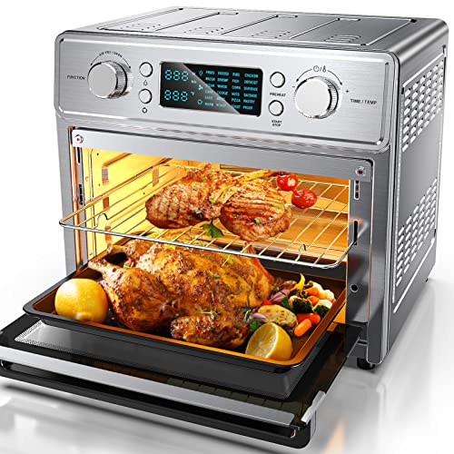  Air Fryer Toaster Oven Combo Countertop Convection Ovens -  24-in-1 Air fry, Bake, Broil, Toast, Roast, Dehydrate, Defrost and More  Functions, 15L/15.9QT Capacity, 10 Accessories, LCD Display, Stainless  Steel: Home 