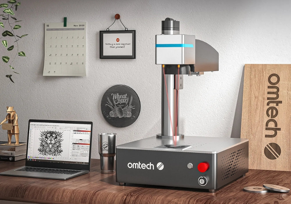 Fiber laser marker on desk