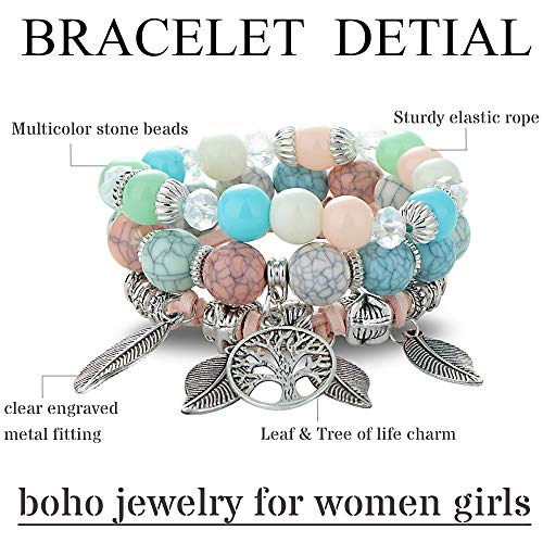 Women's Stretch Bracelets, Multi-layered Colorful Bead Bracelets