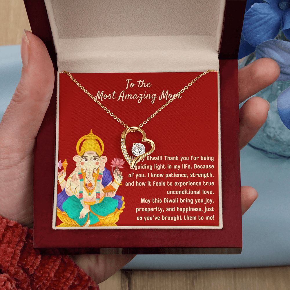 To The Most Amazing Mom, I Forever Love Necklace Blessed by Lord Ganesh Diwali Necklace