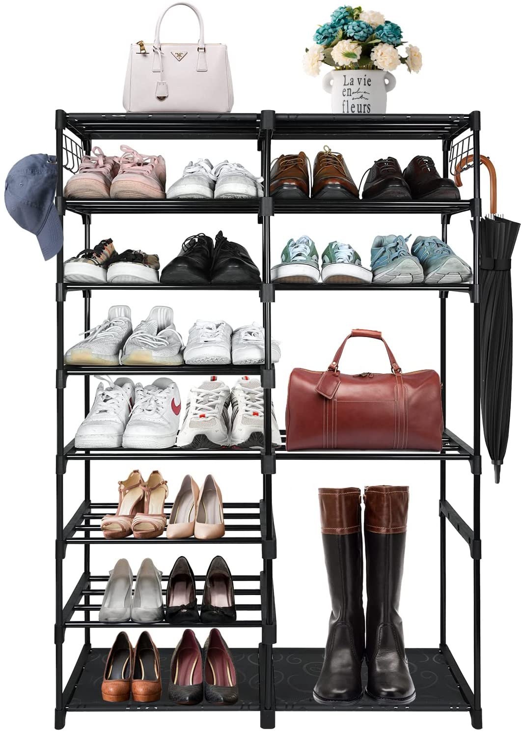 20-24 Pairs Shoes Storage Organizer Metal Stackable&Removable