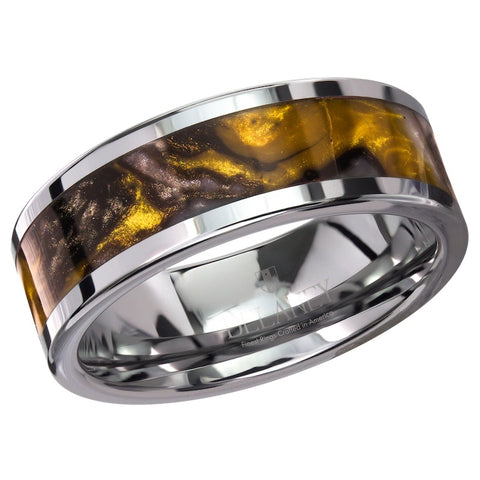 Golden Cosmos Stone Inlaid Tungsten Men's Ring