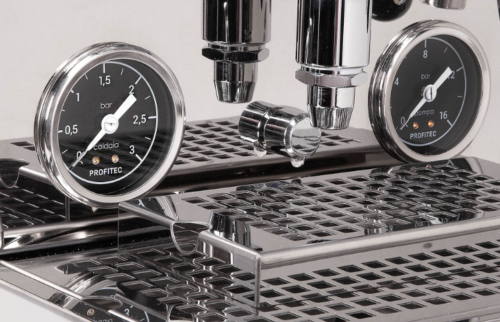 Dual pressure gauges for steam & coffee