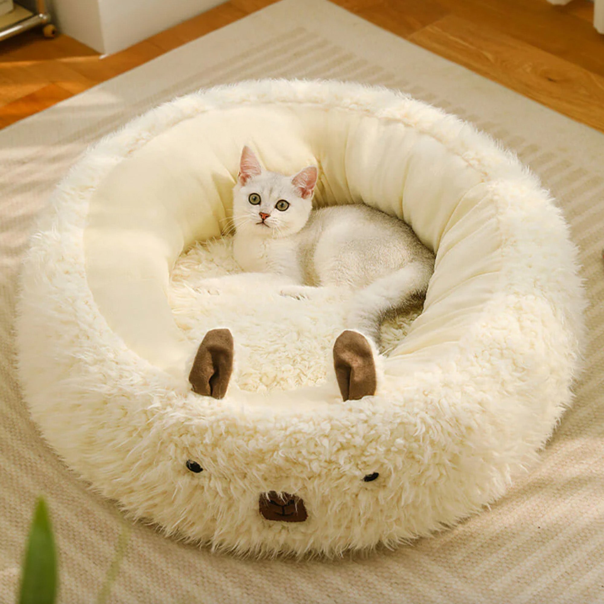 Alpaca Shaped Fluffy Plush Warm Removable Dog & Cat Bed - Final Sale