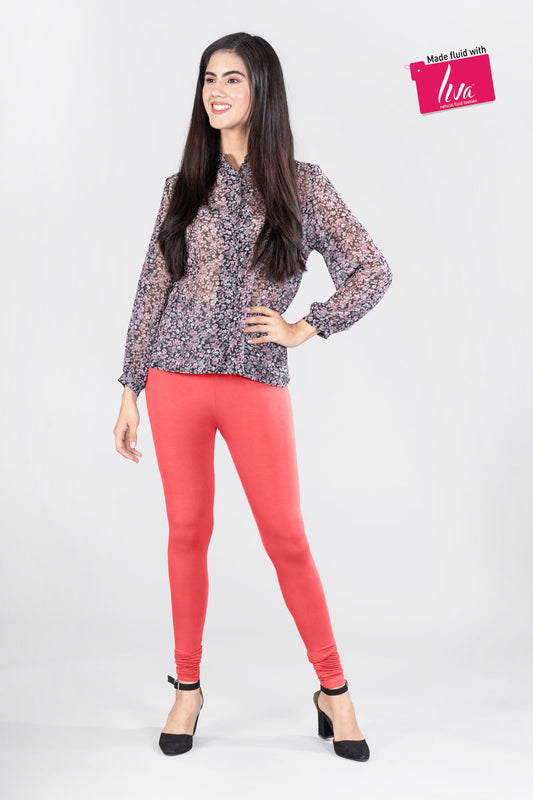 Red Scarlet Viscose Full Length Leggings