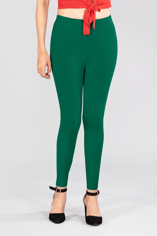 Fantasy Green Viscose Ankle Leggings