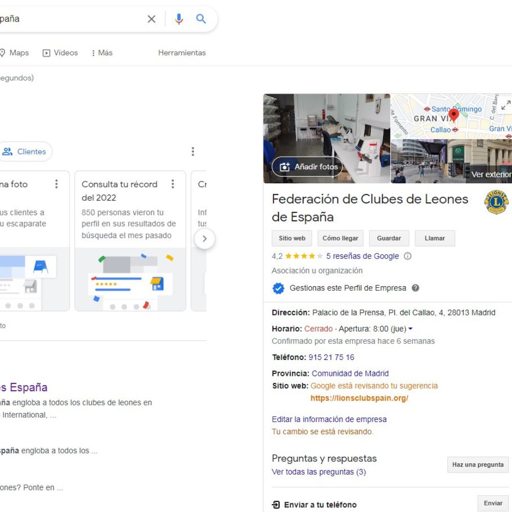 Nuestra Federación ya tiene su perfíl en Google My Business – Federación de  Clubes de Leones España