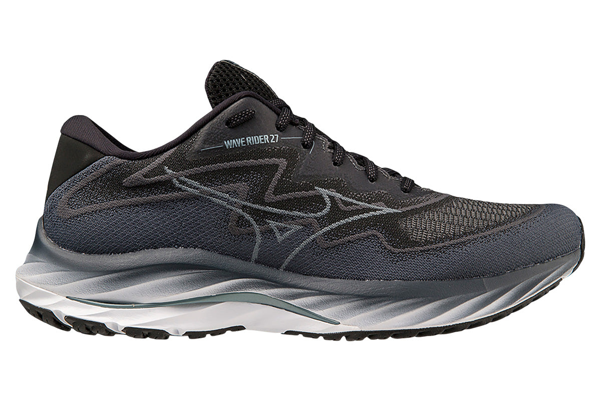 Mizuno Wave Rider 27 2E Black/Ebony/Black Mens – Pure Performance