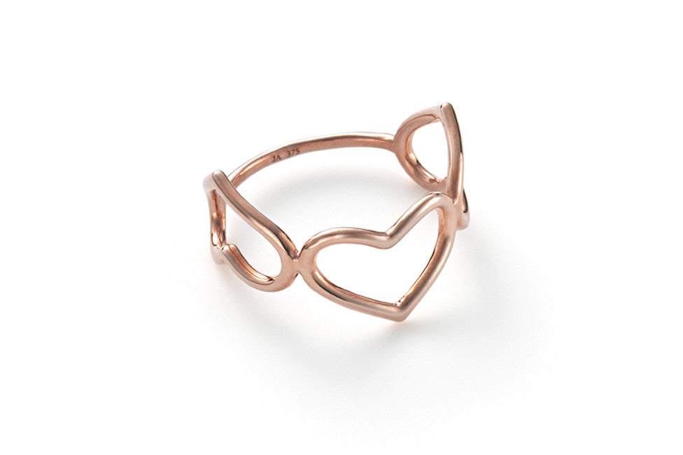 Triple Delicate Heart Ring