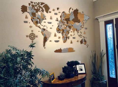 Mapa mundial Arte de pared, decoración del hogar, Peru