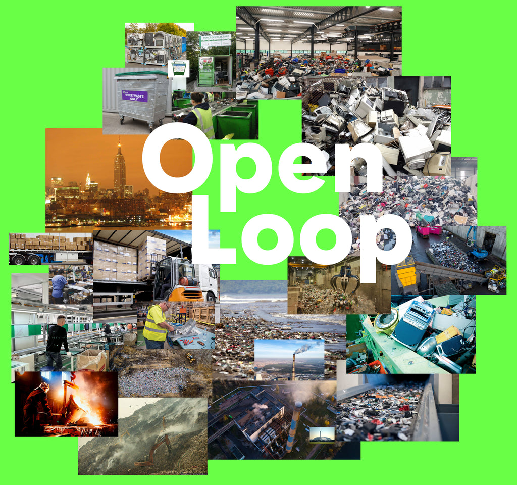 A circular economy open loop such as WEEE reuse and recycling - explainer