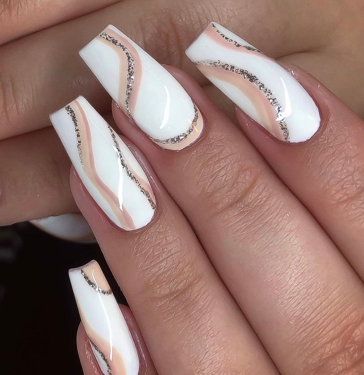 light brown and white nails