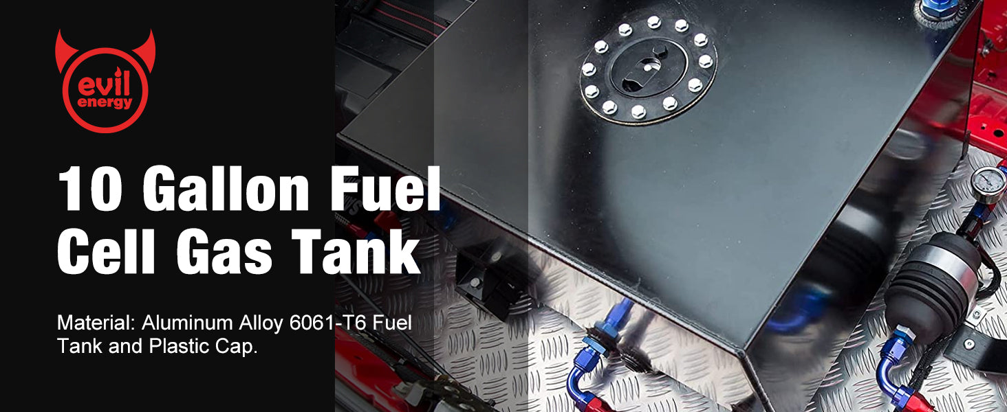 EVIL ENERGY Fuel Cell Gas Tank with Level Sender Black Street Drift Aluminum（5/10/15 Gallon ）