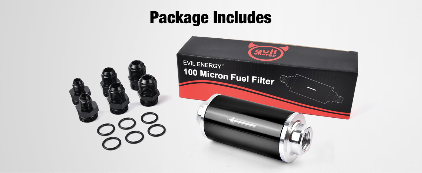 EVIL ENERGY universal Inline Fuel Filter 100 Micron