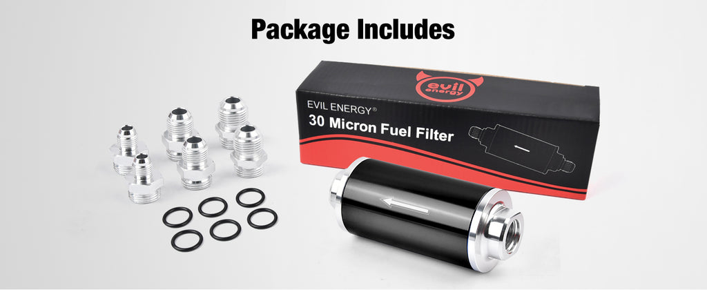 EVIL ENERGY 30 micron 6an universal inline gas diesel fuel filter