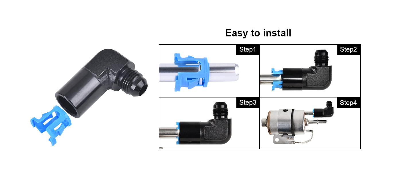 EVIL ENERGY 6AN Male to 3/8" or 5/16" SAE Quick-Disconnect Female 90 Degree Push-On EFI Fitting