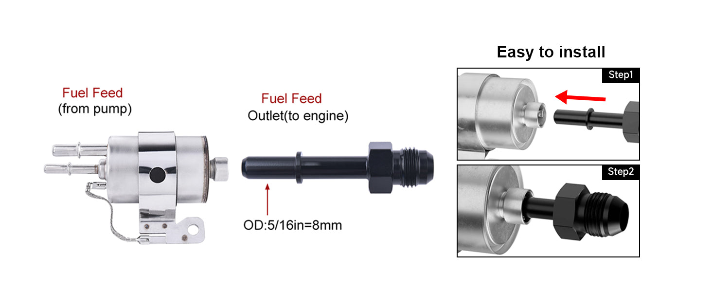 EVIL ENERGY 6AN Male to 5/16" 3/8" SAE Quick Disconnect Male Push On EFI Fitting Adapter Aluminum