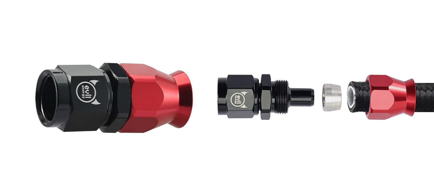 EVIL ENERGY PTFE Hose End Fitting Red&Black for PTFE Hose Only（4/6/8/10AN）