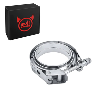 EVIL ENERGY V BAND CLAMP QUICK RELEASE STAINLESS STEEL WITH FLANGE MALE FEMALE MILD STEEL (2.5/3/3.5 INCH)