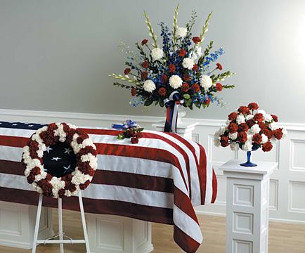 Red, White & Blue Patriotic funeral arrangements Package