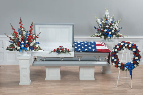 Red, White & Blue Patriotic funeral arrangements Package II
