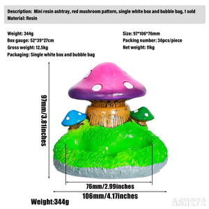 迷你树脂烟灰缸高96mm,宽107mm红色蘑菇图案单个白盒加气泡袋装1个卖