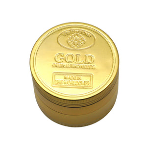 60mm4层金色磨烟器 黄金色 金币造型研磨器 herb grinder