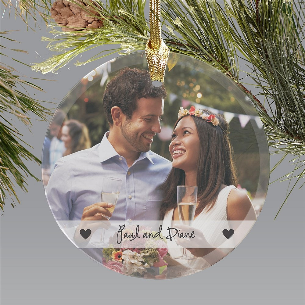 christmas tree ornament favor personalized with couple