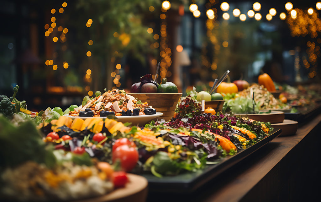 Salad bar at self catered wedding reception banquet