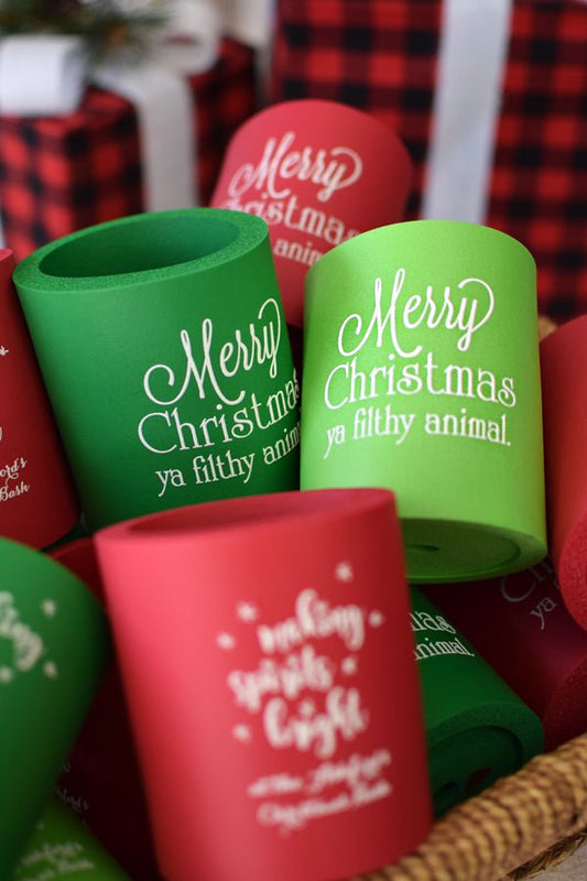 Personalized Christmas Can Coolers - 12 Pc.