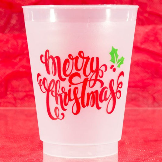 16 Oz. Personalized Frosted Christmas Cocktail Party Cups