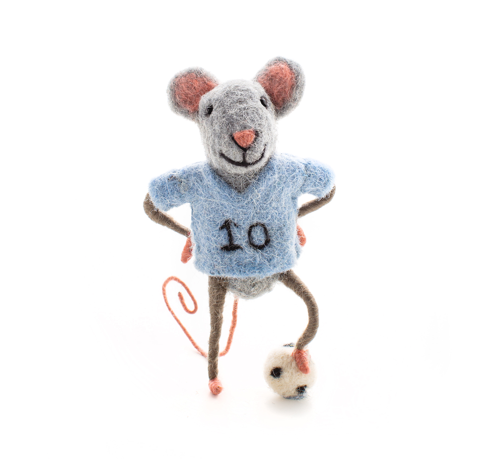 Blue Footballer Mouse - Sew Heart Felt product image