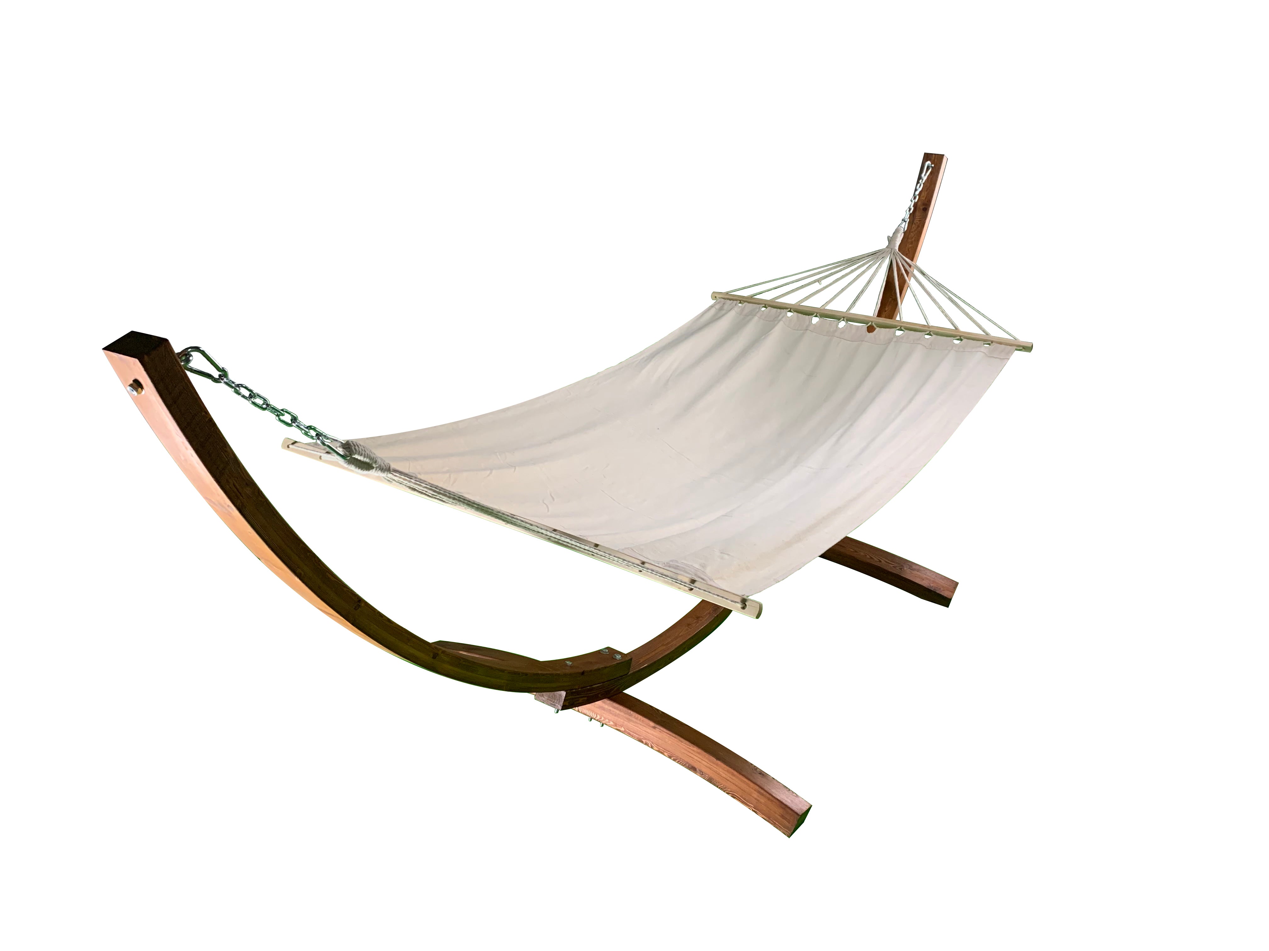 14 Ft. Wooden Arc Hammock Stand & Quilted Hammock Bed.