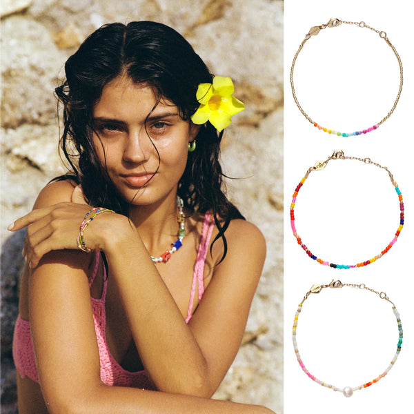 Anni Lu bracelet. Tutti frutti and tie dye bracelets.