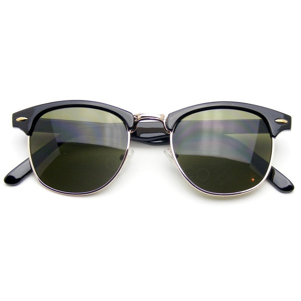 Half Frame Horned Rim Semi Rimless Sunglasses