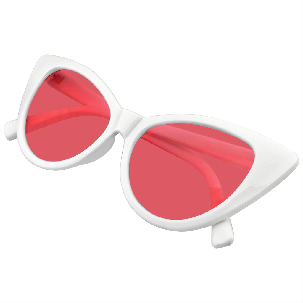 White Retro Cat Eye Sunglasses Retro 1990s Color Tone Fashion Mod 