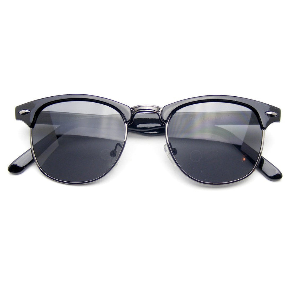 Vintage Half Frame Semi Rimless Horned Rim Sunglasses Emblem Eyewear