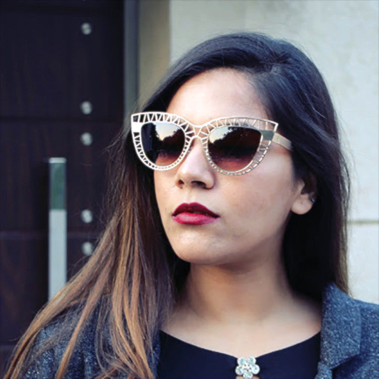 Womens Indie Cat Eye Sunglasses Trendy Metal Mesh – Emblem Eyewear