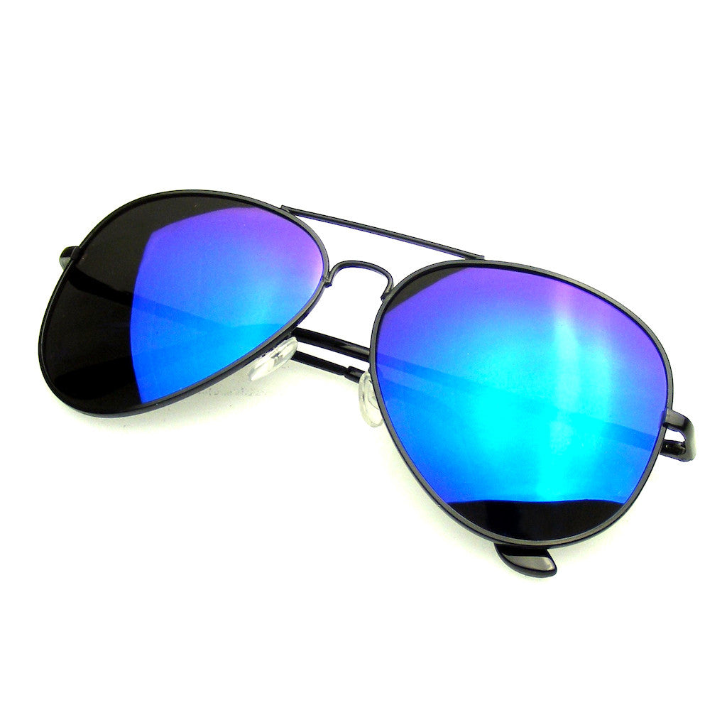 Full Mirror Flash Mirrored Polarized Aviator Sunglasses Emblem Eyewear