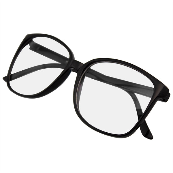 Emblem Eyewear Large Oversized Horn Rim Glasses Clear Lens Thin Frame 