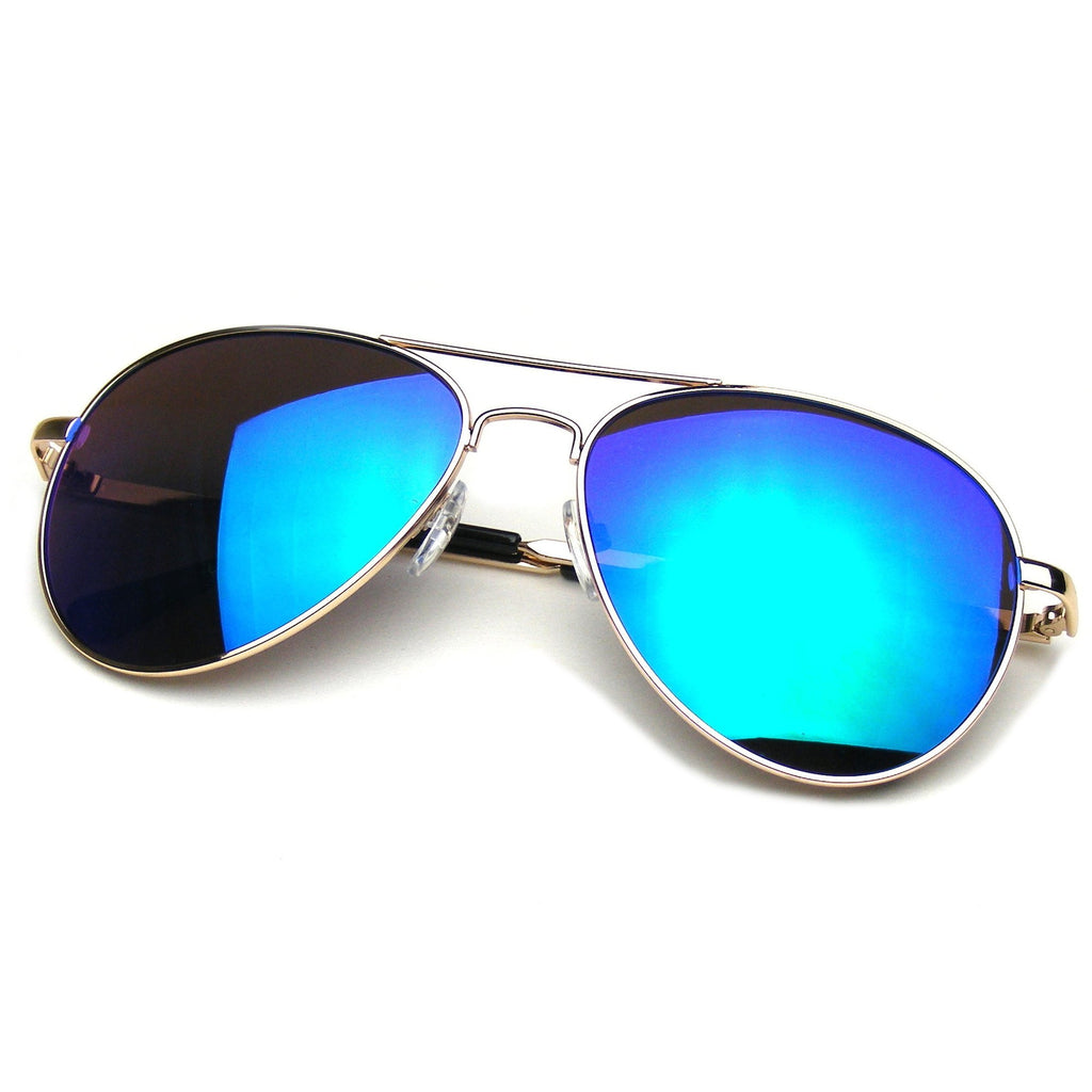 Flash Mirror Sunglasses Mirrored Lens Premium Metal Frame Aviator 