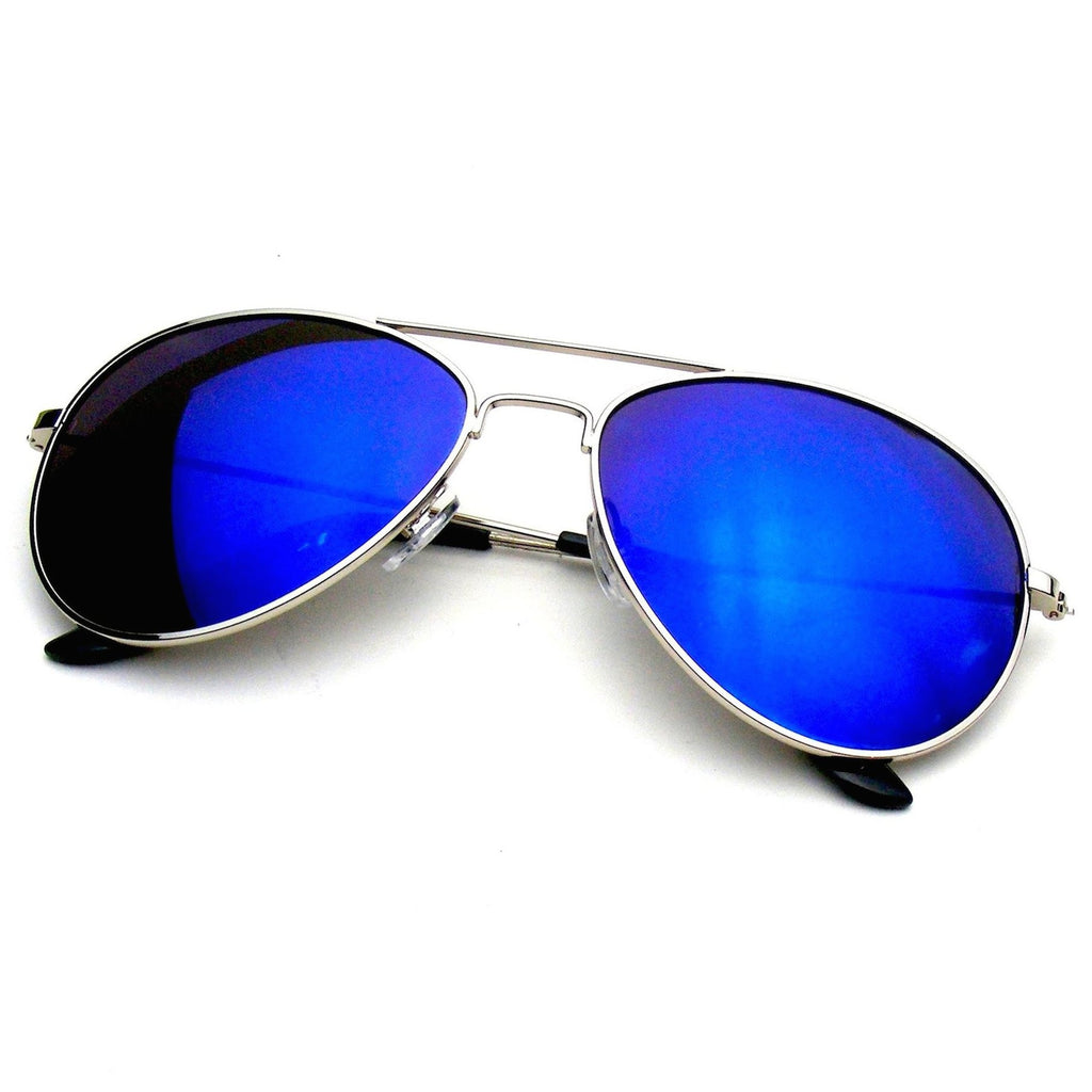 Premium Classic Metal Frame Reflective Mirror Lens Aviator Sunglasses 